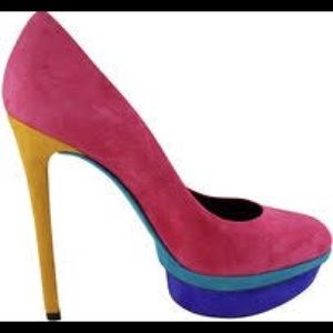 Pink Blue Yellow Green Fontanne Suede Colorblock